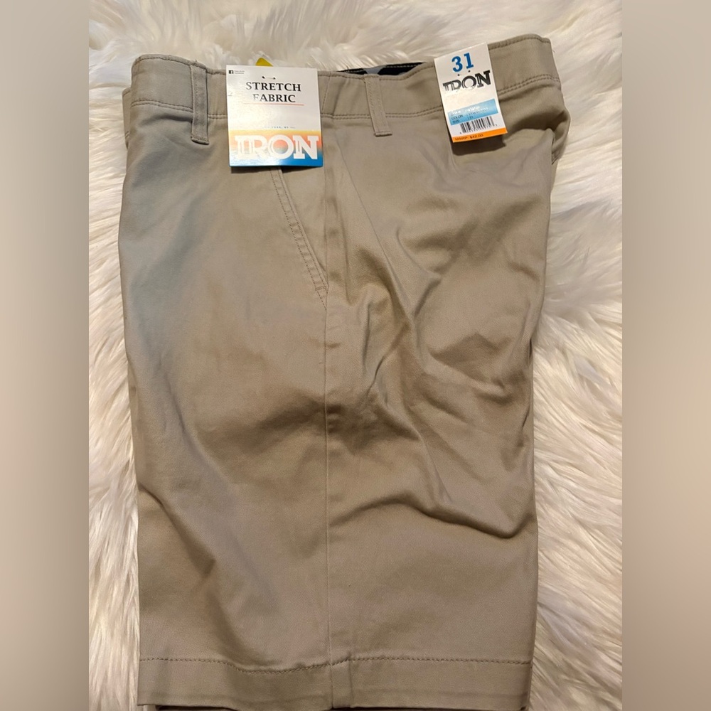 ION Stretch Fabric Flat-Front Men's Shorts - wheat